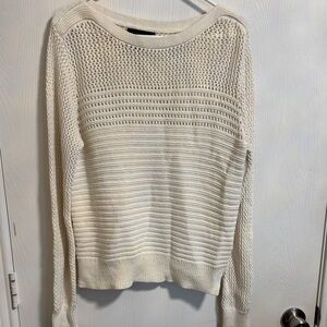 Tahari Women’s Large Open Knit Cable Sweater Pull Over Long Sleeve Boat Neck